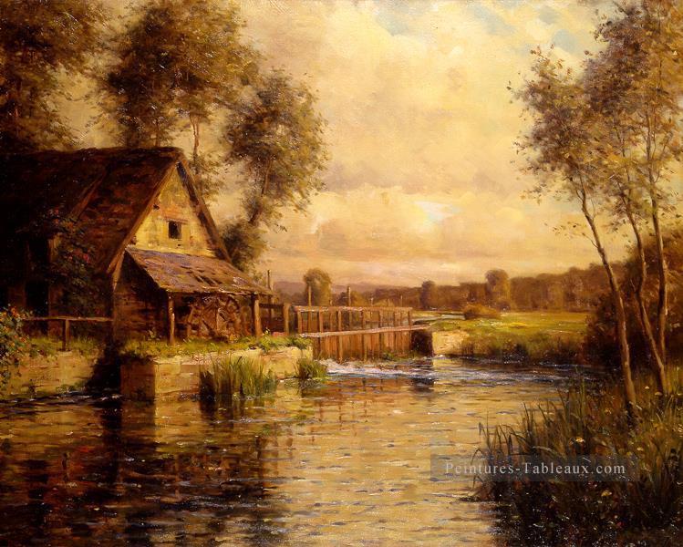 vieux moulin en normandie paysage Louis Aston Knight river Peintures à l'huile